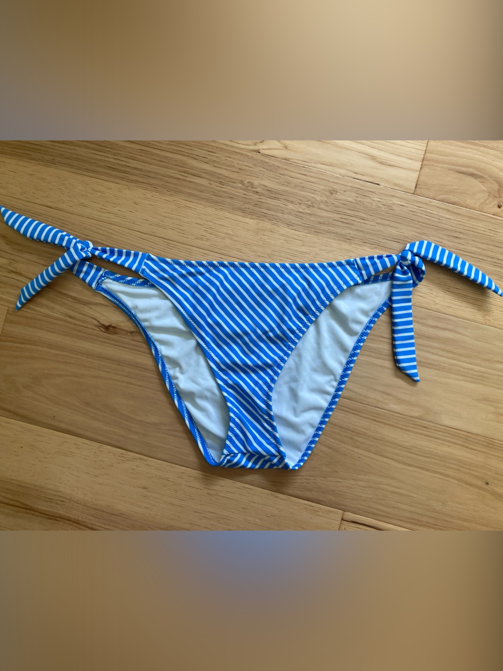 Freya Blue & White Striped Tie-Side Cheeky Bikini Bottom